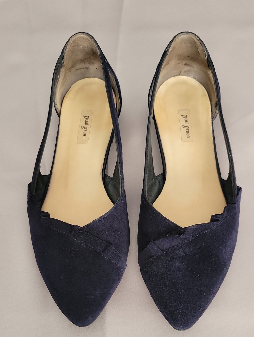 Paul Green Navy Suede Pointed Slingback Flats
